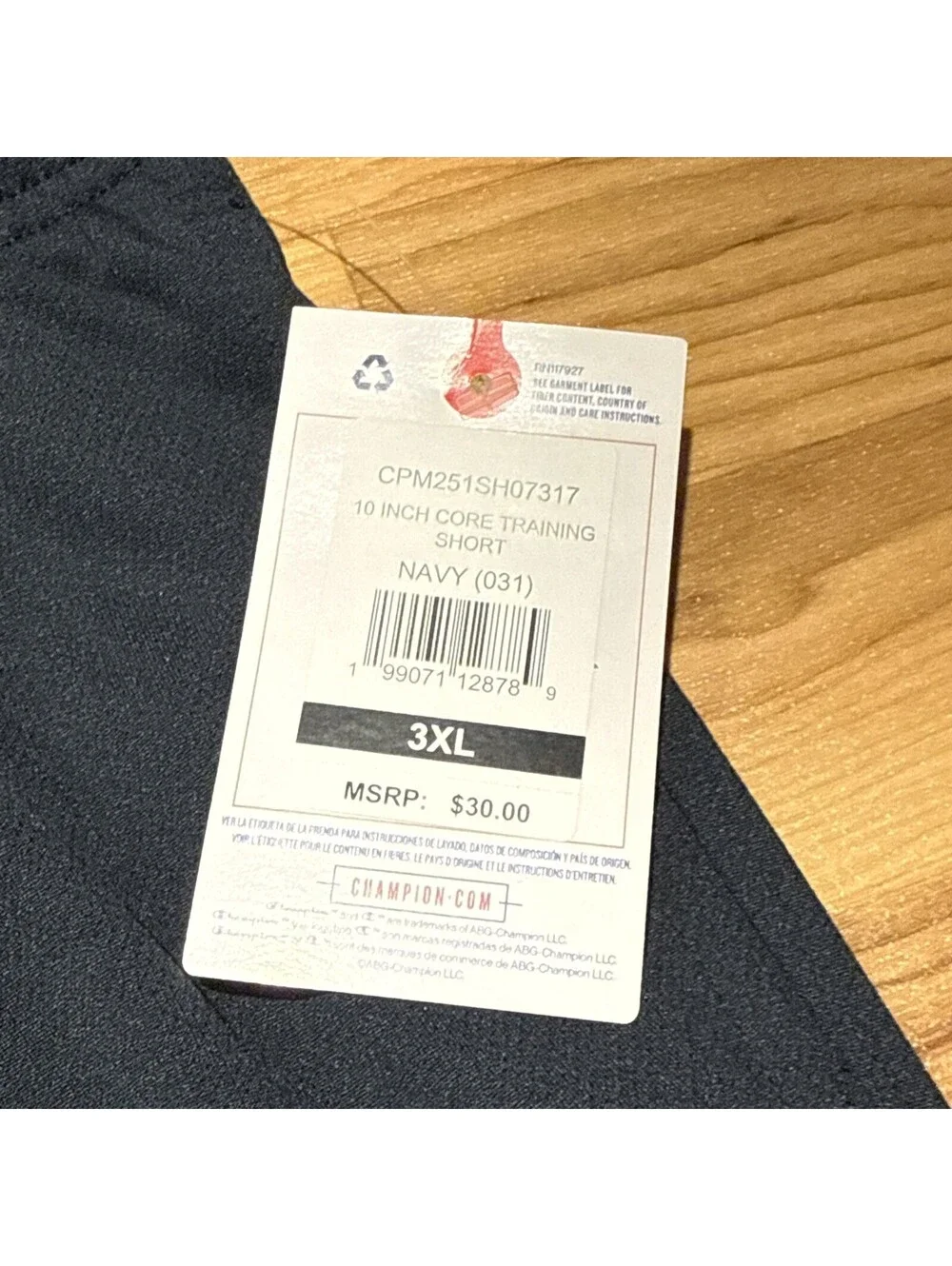 Champions 10 inch Core Training Men's Shorts 3XL Navy Blue NWT